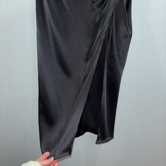 Amanda Uprichard Silk Skirt- Ansley Midi Wrap Slip Silk Black Skirt- Size Small - Picture 4 of 15